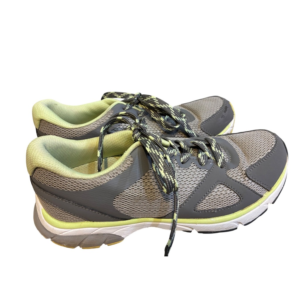 Vionic Tokyo Sneaker Women Size 8 Grey Lime Excellent Orthopedic Walking Shoe